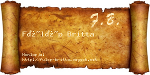 Fülöp Britta névjegykártya