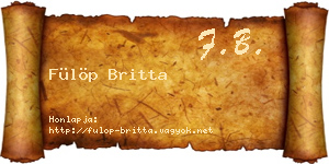 Fülöp Britta névjegykártya